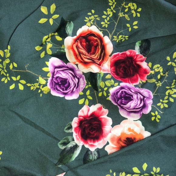 Green Floral Off The Shoulder Romper - Picture 5 of 5